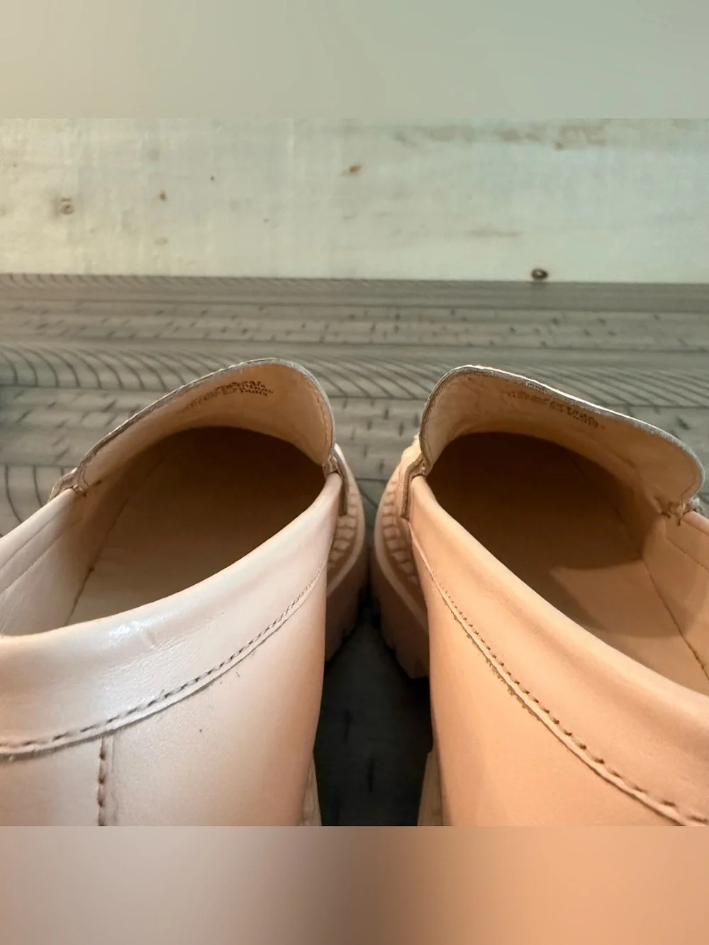 New Free People Lyra Lug Sole Leather Loafers Cantaloupe US 7.5 EU 37.5